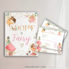 Fairy Adoption Sign and Certificate, Floral Garden Party (Digital Sign)
