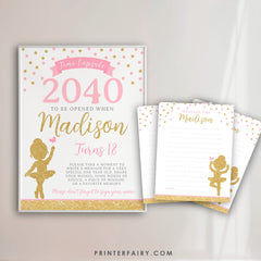 Ballerina First Birthday Time Capsule Sign, Editable (Digital Download)