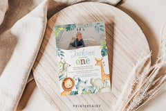 Wild One Editable 1st Birthday Invitation with Photo