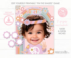 Groovy One Birthday Party Game: Pin the Shades (Digital Template)