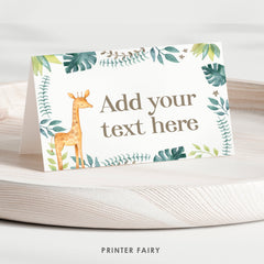 Safari Food Tents, Wild One Birthday, Jungle Animals Decor (Instant Download)