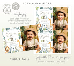 Safari Animals Editable Birthday Invitation with Photo
