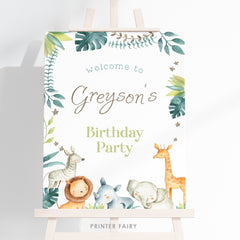 Safari Welcome Sign for Birthday Party Decorations, Wild One Party, Instant Download