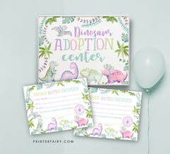 Dinosaur Adoption Birthday Party, Sign and Certificate (Digital Download)