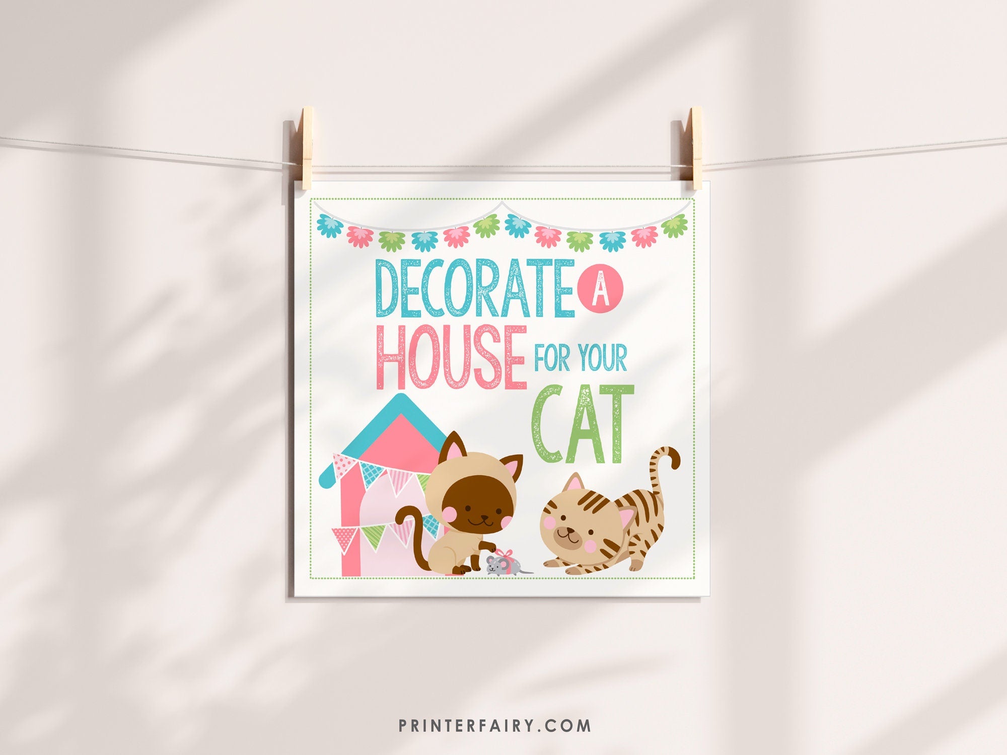 Cat Adoption Party Printables, Kitten Birthday Decor (Instant Download)