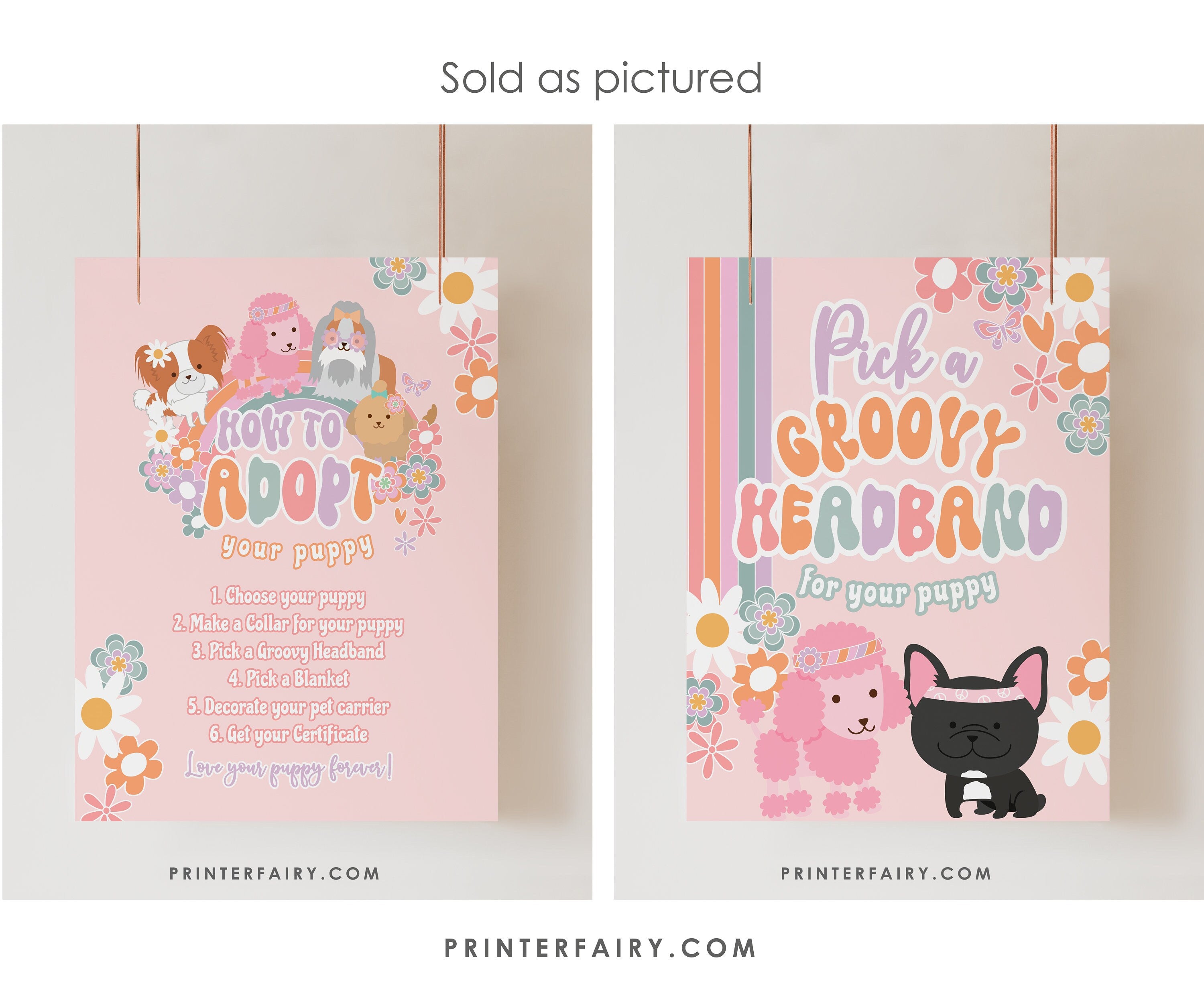 Groovy Puppy Adoption Station Kit, Puppy Pawty Decor (Digital Download)