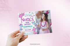 Dragon Birthday Invitation with Photo, Girl Party Invites (Editable, Printable Template)
