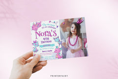 Dragon Birthday Invitation with Photo, Girl Party Invites (Editable, Printable Template)