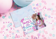 Dragon Birthday Invitation with Photo, Girl Party Invites (Editable, Printable Template)