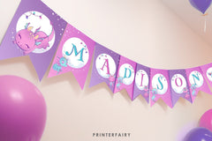 Dragon Birthday Party Banner, Girl Party Decor (Printable)