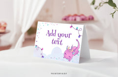 Girl Dragon Birthday Party Food Tents, Printable Table Signs (Digital Download)