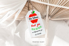 Apple Teacher Appreciation Tag Editable School Gift Tag, Instant Download