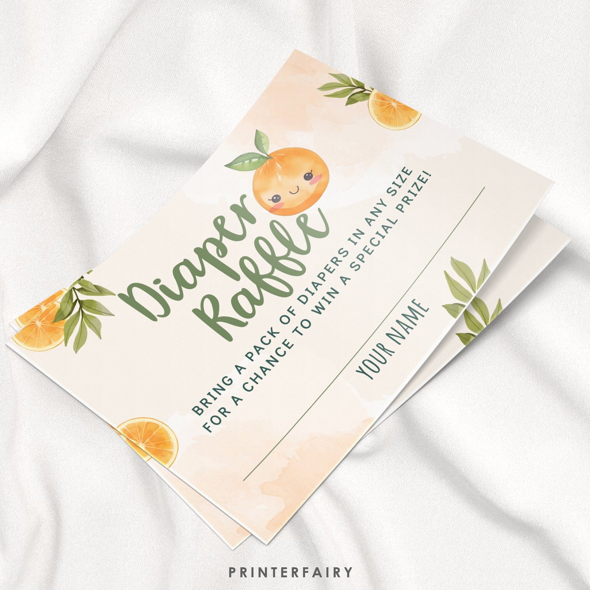 Orange Baby Shower Diaper Raffle Sign and Cards (Digital Download)