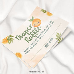 Orange Baby Shower Diaper Raffle Sign and Cards (Digital Download)