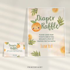 Orange Baby Shower Diaper Raffle Sign and Cards (Digital Download)