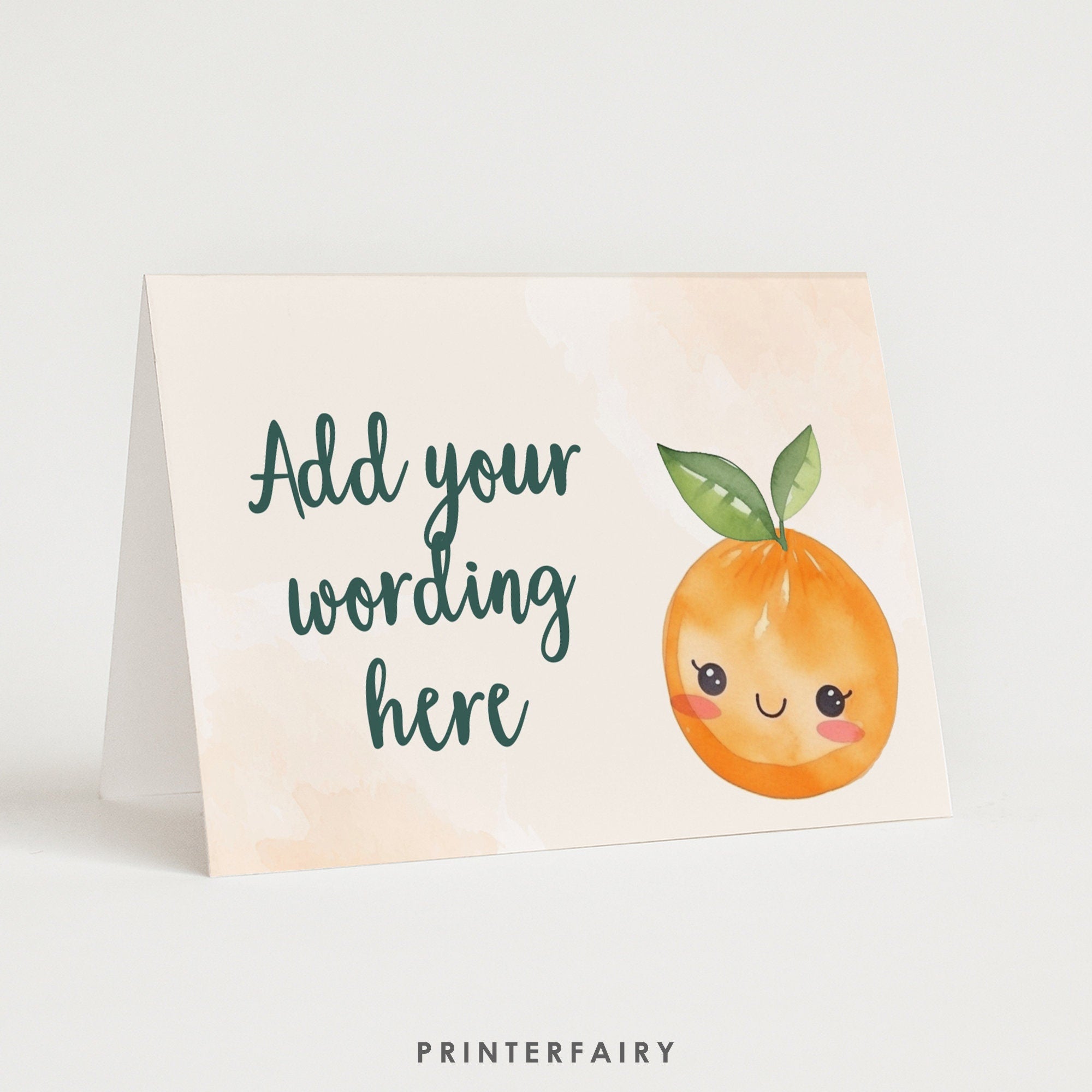 Orange Baby Shower Food Tents, Editable Table Signs (Digital)
