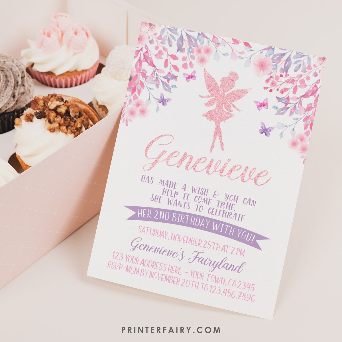 Editable Fairy Birthday Invitation, Floral Party (Digital Invite)