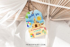 Sand Castle Beach Birthday Party Thank You Tags Editable Template, INSTANT DOWNLOAD
