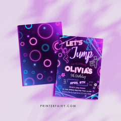 Jump House Birthday Invitation – Editable Neon Party (Digital)