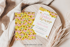 Bee Baby Shower Invitation, Sunflower, Editable Digital Invite