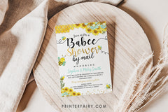 Bee Baby Shower Invitation, Editable Sunflower Invite (Digital)