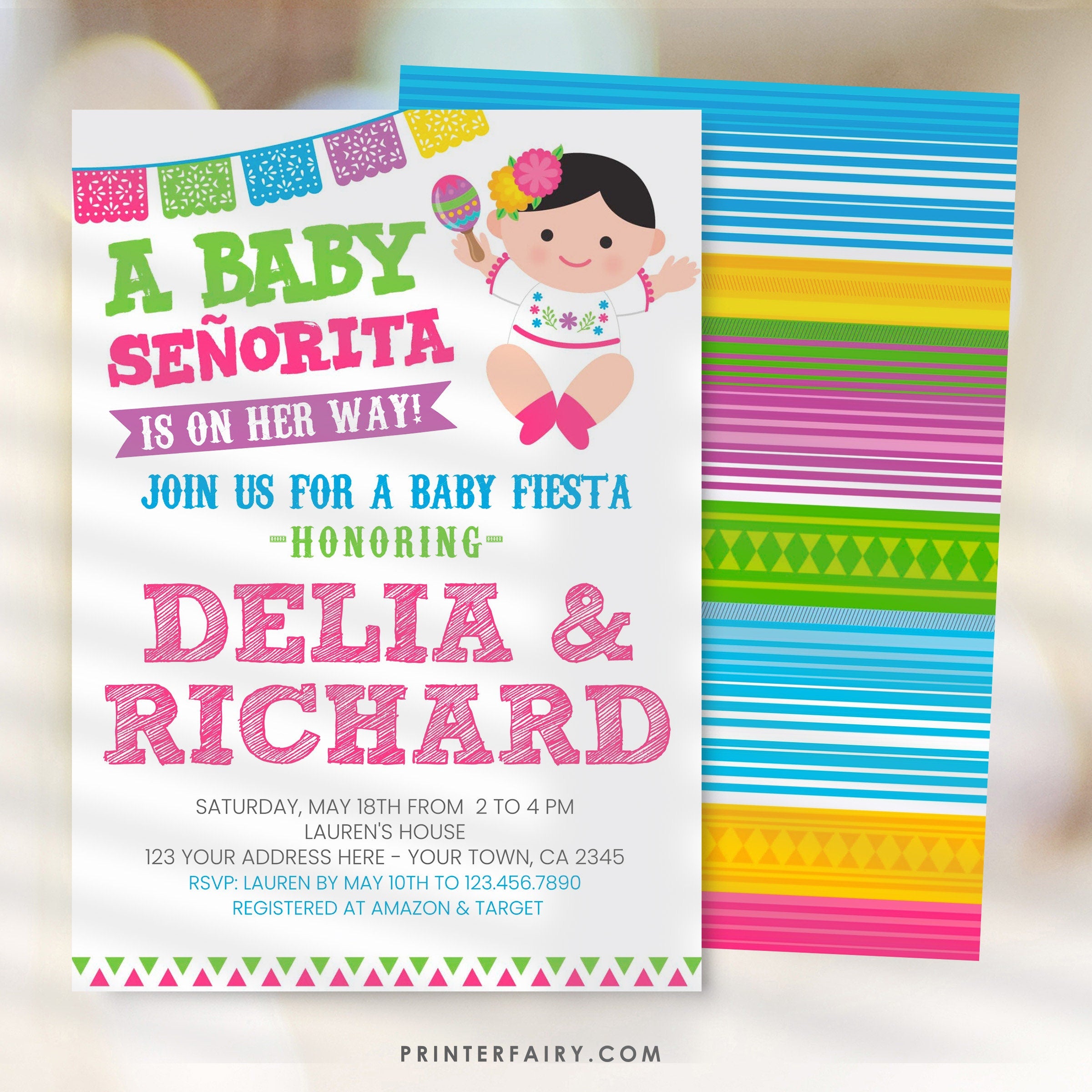 Fiesta Baby Shower Invitation, Little Señorita, Editable (Instant Download)