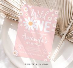 Daisy First Birthday Invitation, EDITABLE Daisy Birthday Invite, Wild One Birthday Invitation, INSTANT DOWNLOAD
