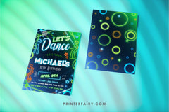 Neon Dance Party Invitation: Retro Music, Editable (Digital Download)