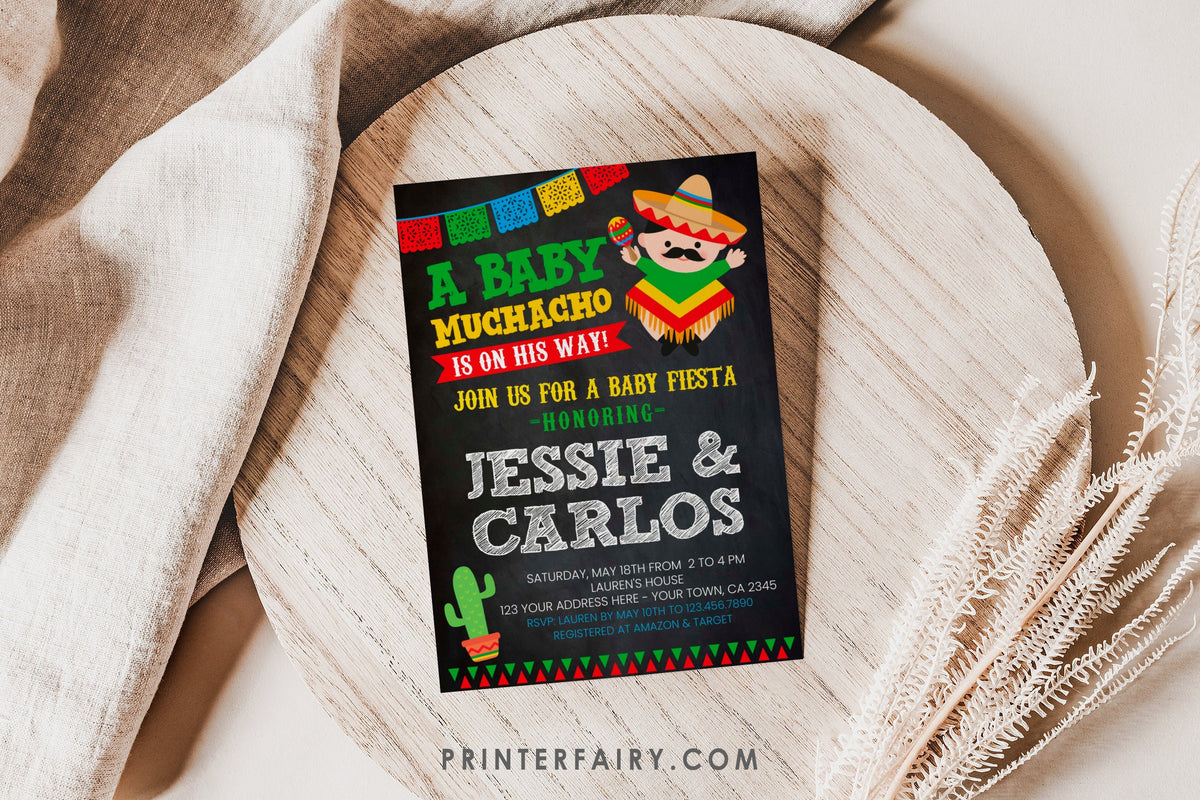 Fiesta Baby Shower Invitation, Editable Cinco de Mayo Theme (Digital Download)