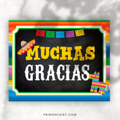 Fiesta Muchas Gracias Sign, Mexican Party Decor (Instant Download)