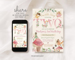Editable Fairy 2nd Birthday Invitation: Floral Garden (Instant Download)