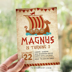 Editable Viking Boat Birthday Invitation (Digital Download)