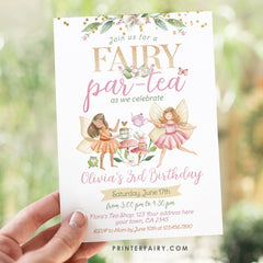 Editable Fairy Tea Party Birthday Invitation, Floral Garden (Digital)