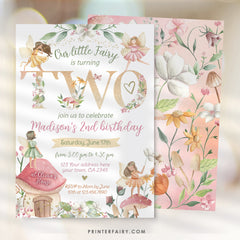 Editable Fairytale 2nd Birthday Invitation, Floral Garden Party (Digital Item)