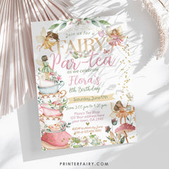 Editable Fairytale Tea Party Birthday Invitation, Floral Autumn Garden (Digital)
