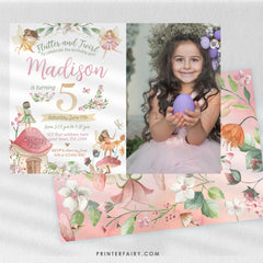 Editable Fairytale Birthday Invitation, Autumn Floral Garden (Digital Item)