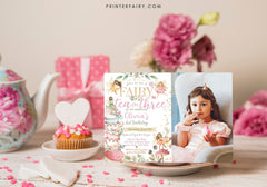 Editable Fairy Tea Party Invitation, Whimsical Floral, 3rd Birthday (Digital Item)
