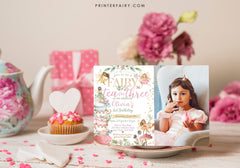 Editable Fairy Tea Party Invitation, Whimsical Floral, 3rd Birthday (Digital Item)