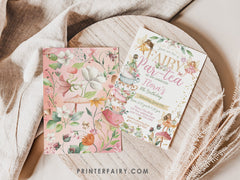 Editable Fairytale Tea Party Birthday Invitation, Floral Autumn Garden (Digital)