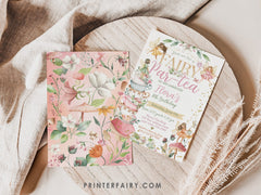 Editable Fairytale Tea Party Birthday Invitation, Floral Autumn Garden (Digital)