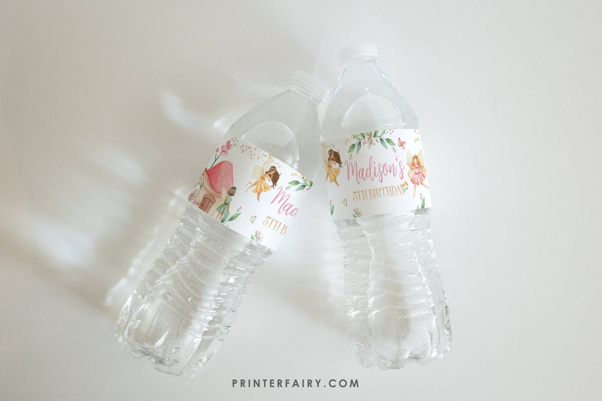 Editable Fairy Birthday Water Bottle Labels (Digital Download)