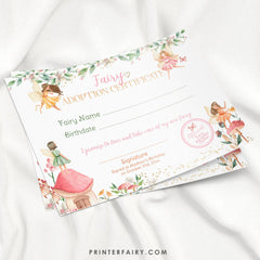 Fairy Adoption Sign and Certificate, Floral Garden Party (Digital Sign)