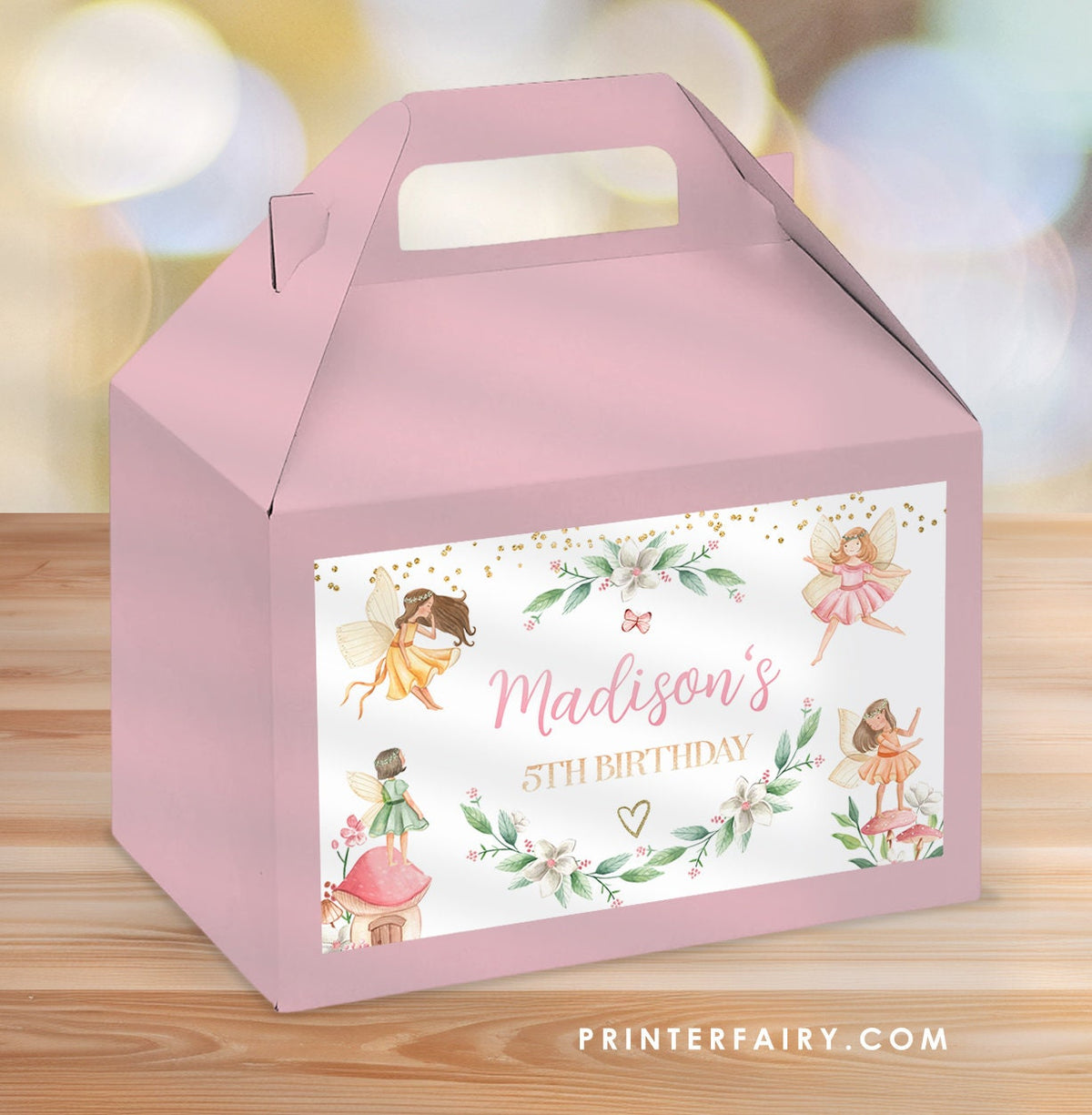 Editable Fairy Birthday Favor Box Labels (Digital Download)