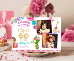 Cafecito y Chisme Fiesta Birthday Invitation with Photo (Digital Download)