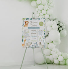 Wild Animals Editable Safari 1st Birthday Milestones Board