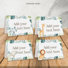 Safari Food Tents, Wild One Birthday, Jungle Animals Decor (Instant Download)