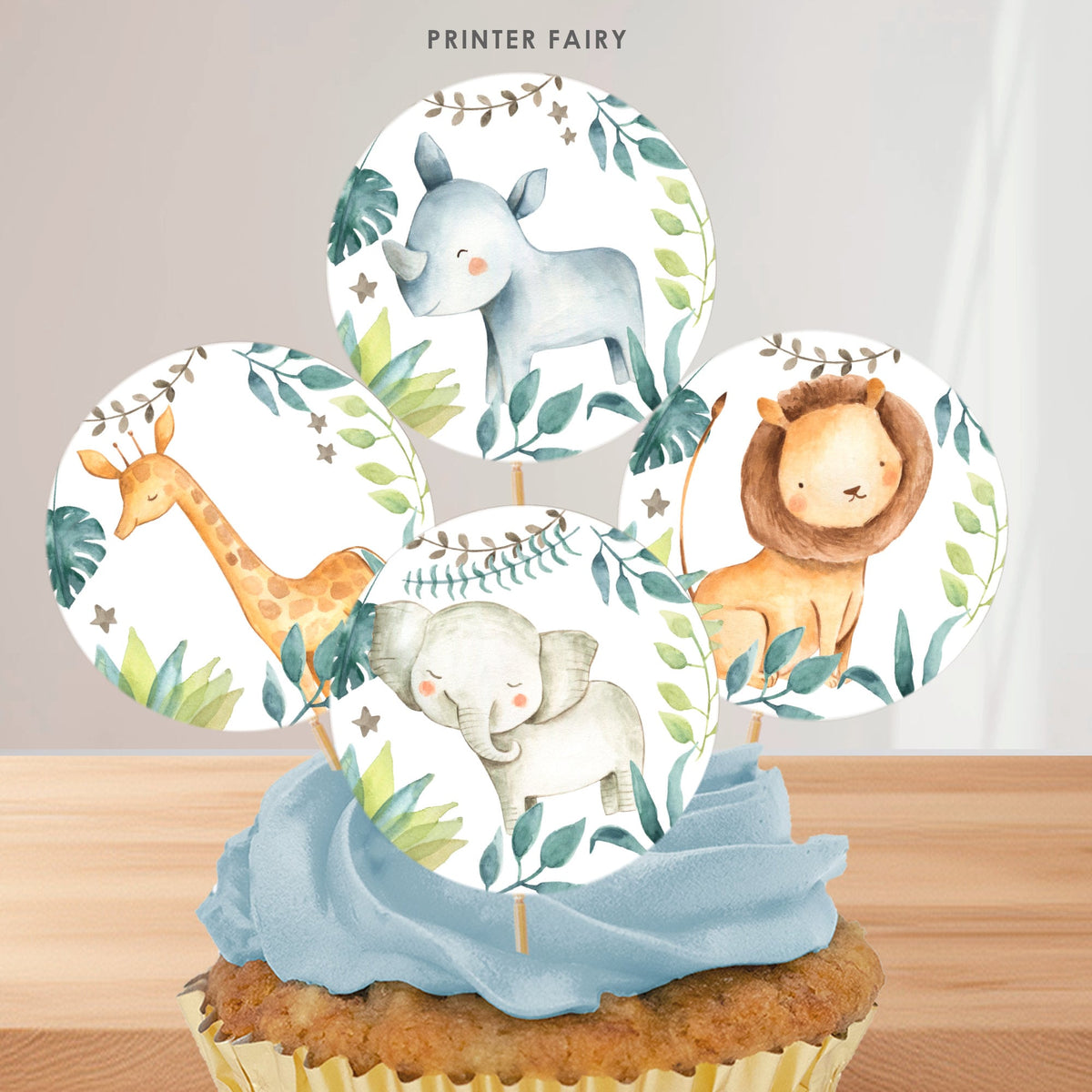 Safari Printable Toppers bundle, Wild One Birthday Party Decorations, Jungle Party Instant Download