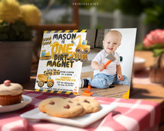 Construction 1st Birthday Invitation with Photo (Instant Download)