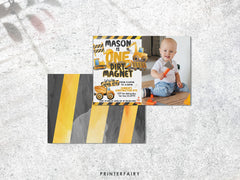 Construction 1st Birthday Invitation with Photo (Instant Download)