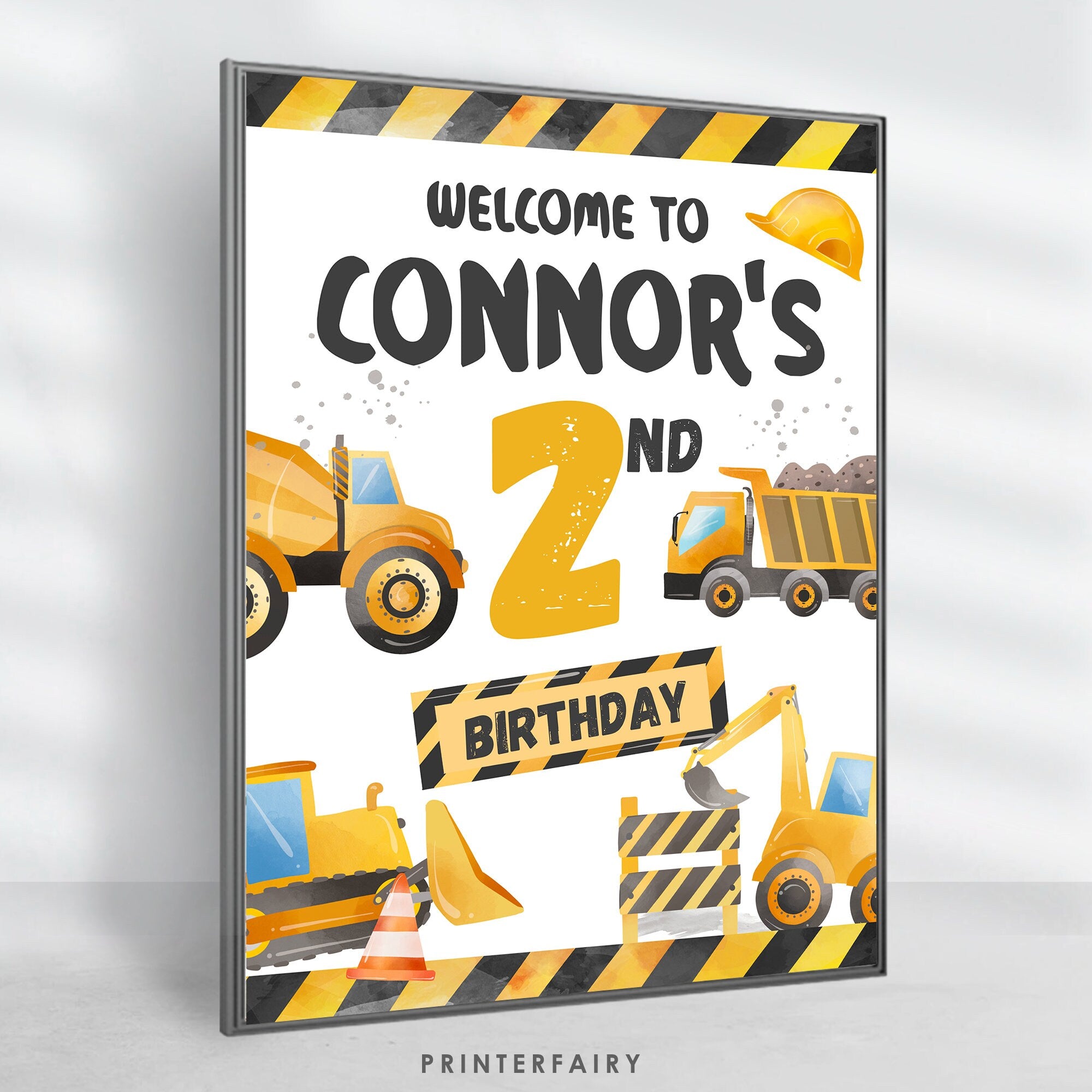 Construction Birthday Welcome Sign: Dump Truck Theme (Editable, Instant Download)